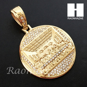 Mens Stainless steel Gold Last Supper Charm Round Pendant SS005