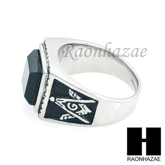 MEN 316L STAINLESS STEEL BLACK ONYX STONE SILVER BLACK RING SIZE 8-12 SR015S