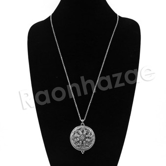 Antique Chain Ancient Mandala Magnifying Glass Locket Pendant Necklace