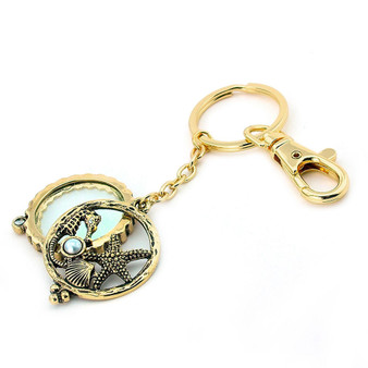 5X Magnifying Glass Starfish Seahorse Key Chain Pendant Chain Necklace Set SJ5G