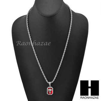 STAINLESS STEEL RUBY ANGEL CZ PENDANT 24" ROPE CHAIN NECKLACE NP020