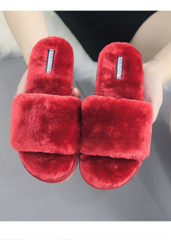 Women's Fashion Cross Band Soft Faux Fur House Indoor or Outdoor Slippers/Free Shipping