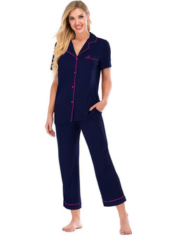 Pajamas Set Short Sleeve Sleepwear Women?¡¥s Button Down Nightwear/Free Shipping