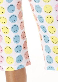 Cartoon Smiley Letter Pattern Short Sleeve Top & Short Pajama Sets/Free Shipping