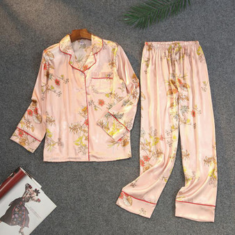 Flower Print Set 2 Sleepwear Pajama With Pocket For Women/Free Shipping