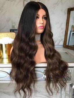 Foxwigs Lace Front Wigs Body Wavy Long Center Parting Hair Wig with Lace Front/Free Shipping