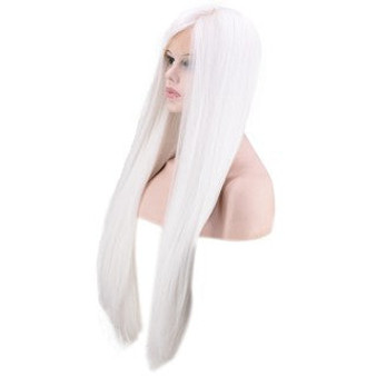 Natural Straight Lace Front Synthetic Wig Fashion Women White Color Long Wig/Free Shipping