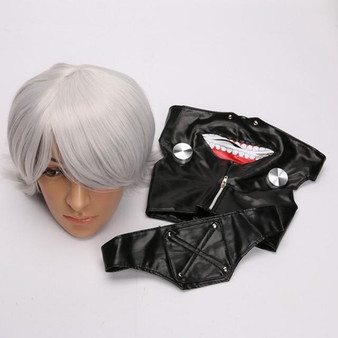 Kaneki Ken Cosplay Mask & Wig Adjustable Zipper [Tokyo Ghoul] #JU2131
