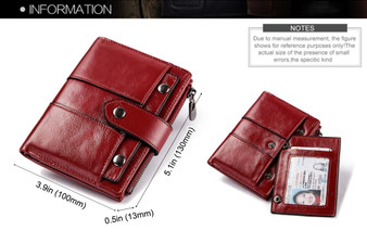 Women's Classic Red Stained Leather RFID Wallet