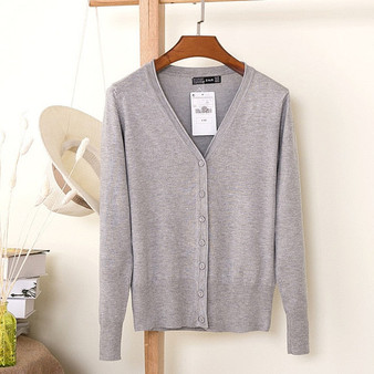 Women V Neck Button Down Cardigan Sweater