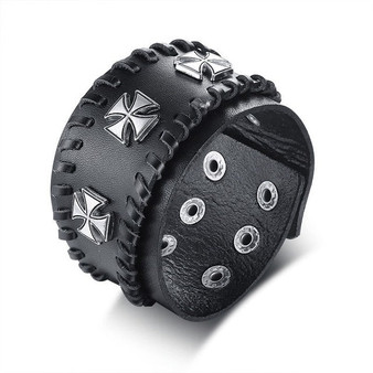 MPRAINBOW Men Stylish Wide Leather Bracelet /Braided Rope Male Wristband