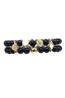 Better Together Bracelet Set in Blue Gold and Gold