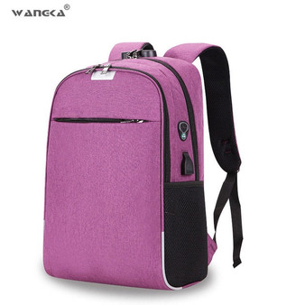 WANGKA USB Charging Laptop Backpack 15.6 inch Anti Theft Women Men Bags