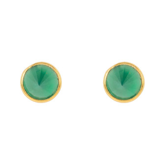Women's Gold Green Onyx Pia Gemstone Spike Stud Earrings