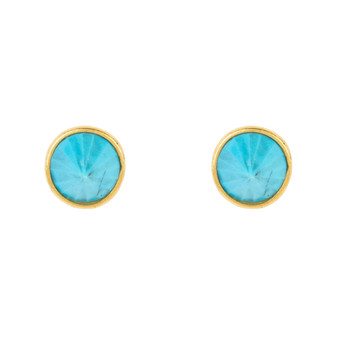 Women's Gold Turquoise Pia Gemstone Spike Stud Earrings