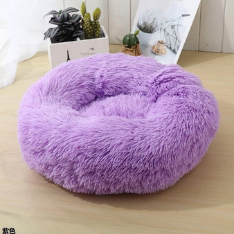 Dog Pet Bed Kennel Round Cat Winter Warm Dog House Sleeping Bag Long Plush Super Soft Pet Bed Puppy Cushion Mat Cat Supplies