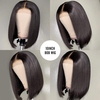 Blunt Cut Bob Wig Brazilian Lace Front Human Hair Wigs Straight Bob Wig For Black Women.