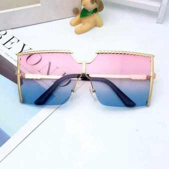 Oversized Square Sunglasses Women Men Luxury Brand Vintage Alloy Frame Sun Glasses Clear Lens One Piece Rimless Eyewear Shade