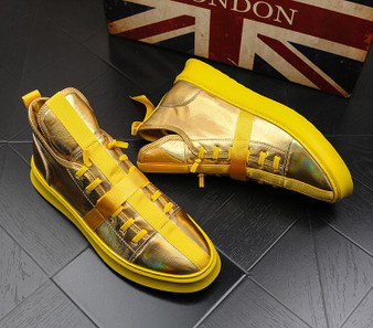 gold Hip hop shoes for men fashion high tops punk Sneakers men Casual shoes flats chaussure homme