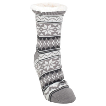 Grey Nordic Slipper Socks