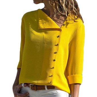 Chiffon, Long Sleeve Blouse With Skewed Neckline - Gorgeous!  Sizes: S M L XL XXL XXXL