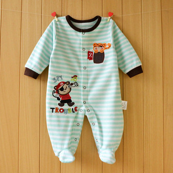 Striped Pirate Monkey Rompers with Footies