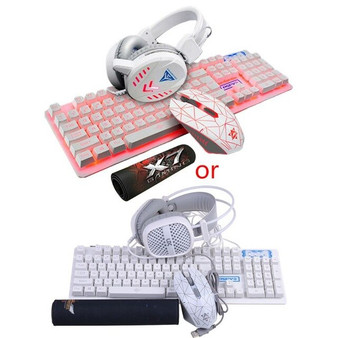 GAMING KEYBOARD - BGEKTOTH 4Pcs/Set K59 Wired USB Keyboard Illuminated Gaming Mouse Pad Backlight Headset 3 color choose