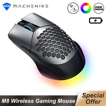 Machenike M8 Gaming Mouse Wireless Mouse Wired Dual Mode Computer Mouse PMW3335 16000DPI Programmable Hollow Design Only 85g