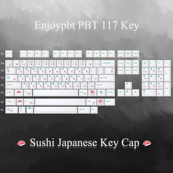 CEKE - Enjoypbt PBT Japanese Sushi 117 Key Cap Cherry Height White  Sublimation For Mechanical Gaming Keyboard