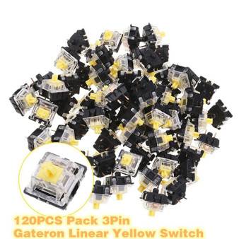 120PCS Pack 3Pin Gateron Linear Yellow Switch Keyboard Switch for Mechanical Gaming Keyboard Keyboards Accessories