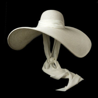 Sun Hat Soft Silk Ribbon Tie Wide Brim Floppy Hat Giant Beach Straw