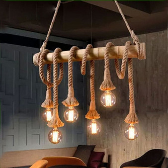 1PCS Vintage Rope Pendant Light Lamp Loft Creative Personality Industrial Retro Lamp Edison Bulb American Style For Living Room