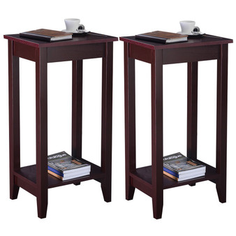 Giantex Set of 2 Tall End Table Coffee Stand Night Side Accent Furniture Modern Home Wooden Storage Coffee Tables 2*HW51529