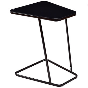 Modern C Shape Glass Steel Accent End Table Clever C-shape Constructed with Strong Carbon Steel Tempered Glass Desktop HW56084