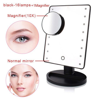 Mioor Adjustable 20/16 LEDs Lighted Makeup Mirror Touch Screen Portable Magnifying Vanity Tabletop Lamp Cosmetic Mirror Make Up