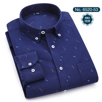 Men Cotton Dress Shirts Casual Slim Fit Long Sleeve Classic Contrast Male Button Down Shirt