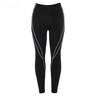 Fitness Sporting Two Pieces Set Turtleneck Top Leggings Striped 2 pcs Tracksuits