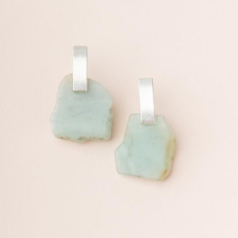 Stone Slice Earring Amazonite Silver