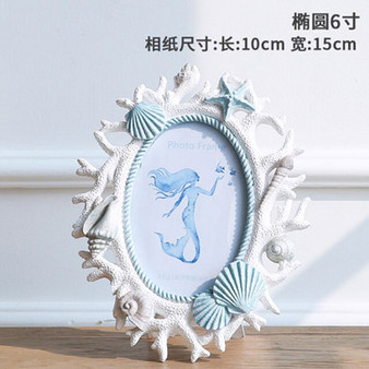 Mediterranean Style 4/6 Inch Resin Photo Frame Creative Coral Shell Photo Frame Wedding Gift Photo Home Decoration Accessories