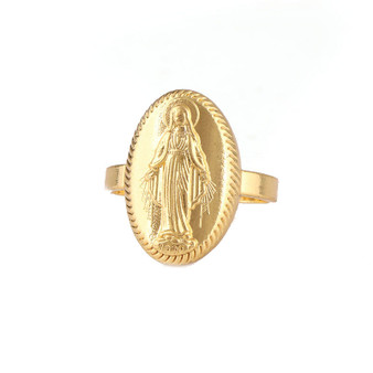 Virgin Mary Catholic Round Ring