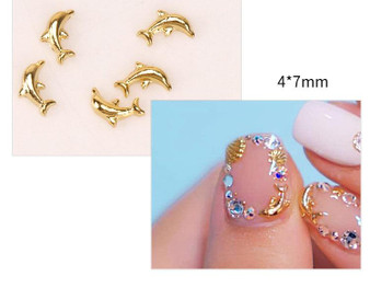 3D Gold Nail Art Rhinestones Jewelry 10pcs