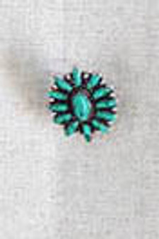647 Turquoise - Inlaid Stone Roped Rings -Adjustable