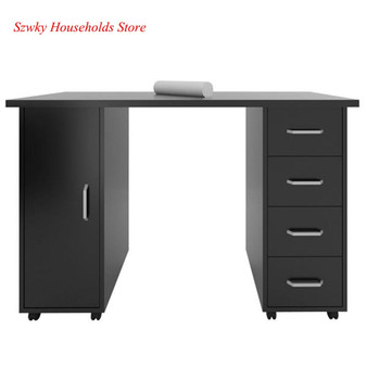 In Stock USA Warehouse High Quality E1 MDF Material Double Edged Manicure Nail Table Station with Drawer Black