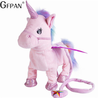 Funny Toys  Electric Walking Unicorn Plush Toy Stuffed Animal Toy Electronic Music Unicorn Toy for Children Christmas Gifts