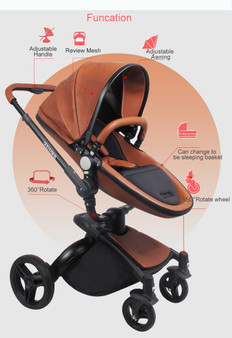 Leather stroller luxury baby stroller 3 in 1 Folding kinderwagen baby pram child stroller send free gifts