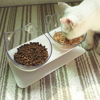 Pet Transparent Bowl with Holder Anti-slip Cat Food Dish Pet Feeder Water Bowl Perfect For Cats And Small Dogs