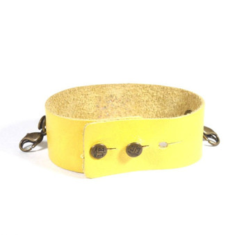 Thin Leather Cuff Citron/Brass