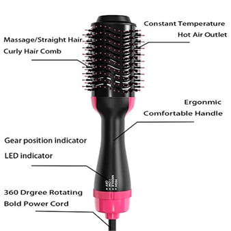 One Step Hair Blower and Volumizer Brush 3 In 1 Dryer, Straightener, Curler