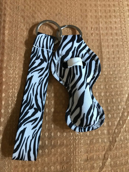 Zebra Chapstick Keychain with Wristlet Lanyard