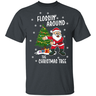 Christmas Tree Funny Santa Flossing Around The Tree T-shirt